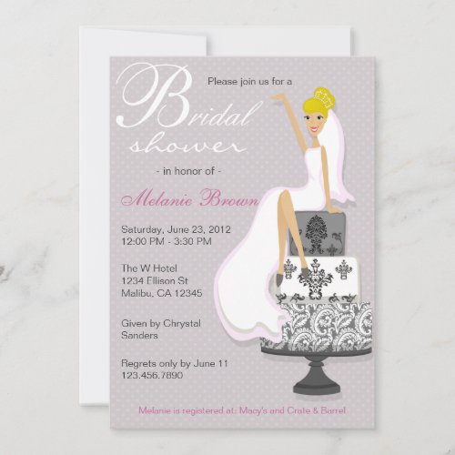 Chic Pink Modern Bride Contemporary Bridal Shower Personalized Invites