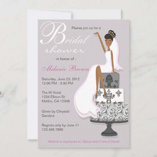 Chic Pink Modern Bride Contemporary Bridal Shower Invitation (Front)