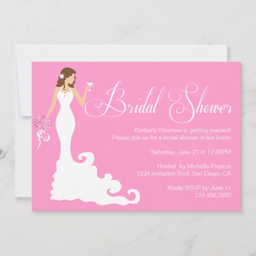Chic Pink Modern Bride Posh Bridal Shower Invite 5" X 7" Invitation Card