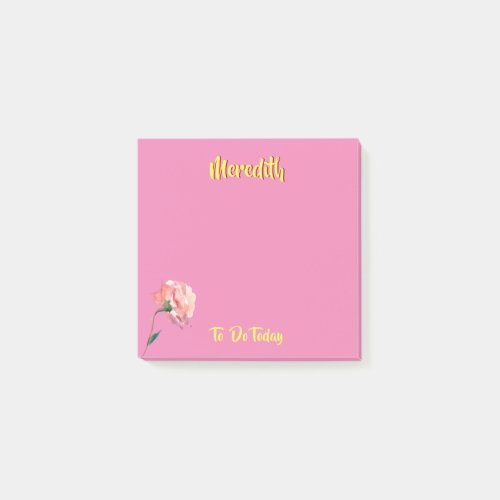 Chic Pink Modern Feminine Custom Name   Post_it Notes