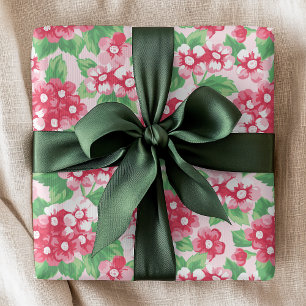 Chic Pink Modern Floral Girly Pattern Wrapping Paper