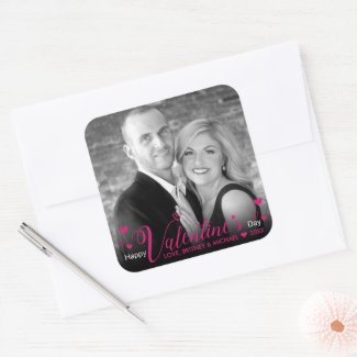 Chic Pink Modern Script Hearts Black White Photo