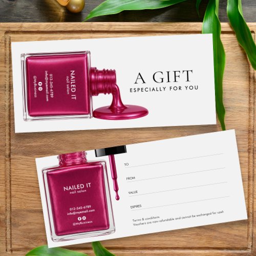 Chic Pink Nail Polish Nail Salon Gift Certificates