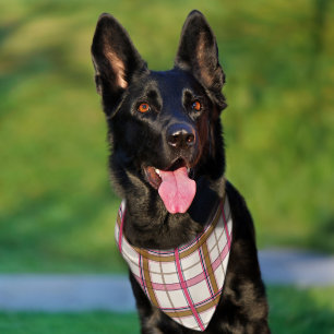 Chic Pink Navy Plaid Aesthetic Pet Bandana Collar