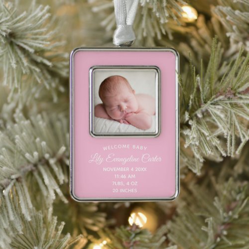 Chic Pink Newborn Baby Girl Photo Keepsake Gift Christmas Ornament