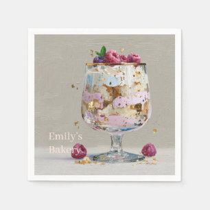 Chic Pink Oil Painting Cake Floral Birthday Party  Napkins