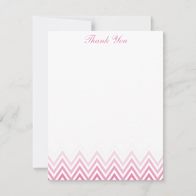 Chic Pink Ombre Chevrons Note Cards (Front)