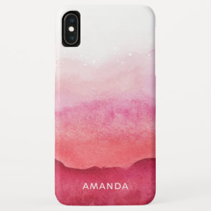 Chic Pink Ombre Watercolor Bubbles Monogram iPhone XS Max Case