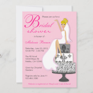 Chic Pink on Pink Modern Bride Bridal Shower Invitation