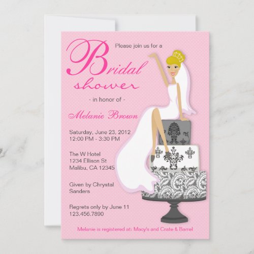 Chic Pink on Pink Modern Bride Bridal Shower Personalized Announcement