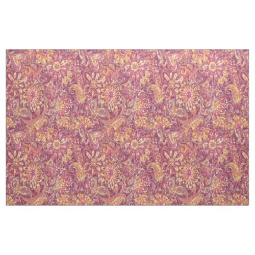 Chic Pink Orange Purple Floral Paisley Pattern Fabric
