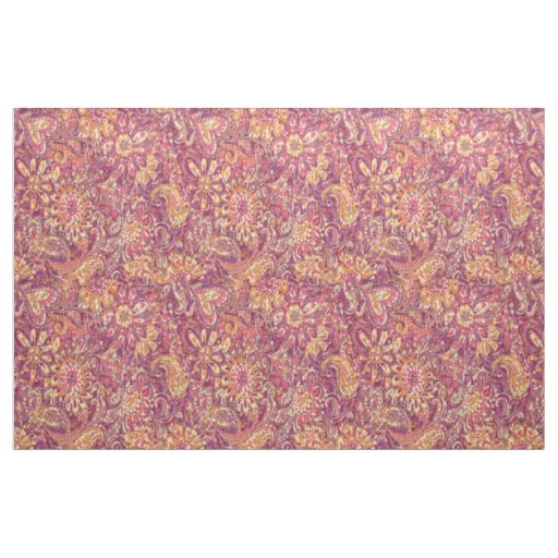Chic Pink Orange Purple Floral Paisley Pattern Fabric