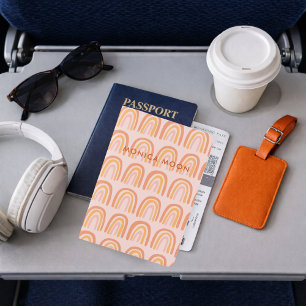 Chic Pink Orange Rainbows PERSONALIZED CUSTOM NAME Passport Holder