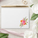 Chic Pink Orange Watercolor Floral Return Address  Envelope<br><div class="desc">Simple Modern Pink and Orange Watercolor Floral Wedding Invitation Return Address Lined Envelopes</div>