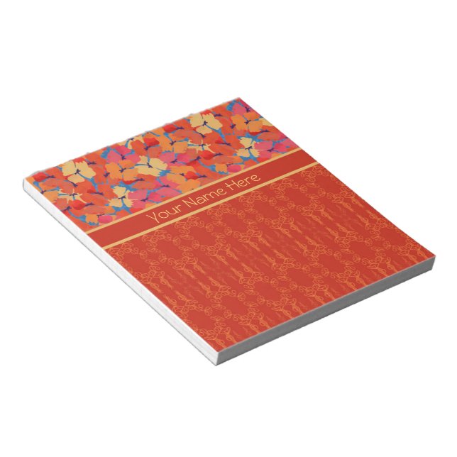 Chic Pink Orange Yellow Poppies Notepad or Jotter (Angled)