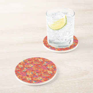 Chic Pink Orange Yellow Poppies Sandstone Coaster