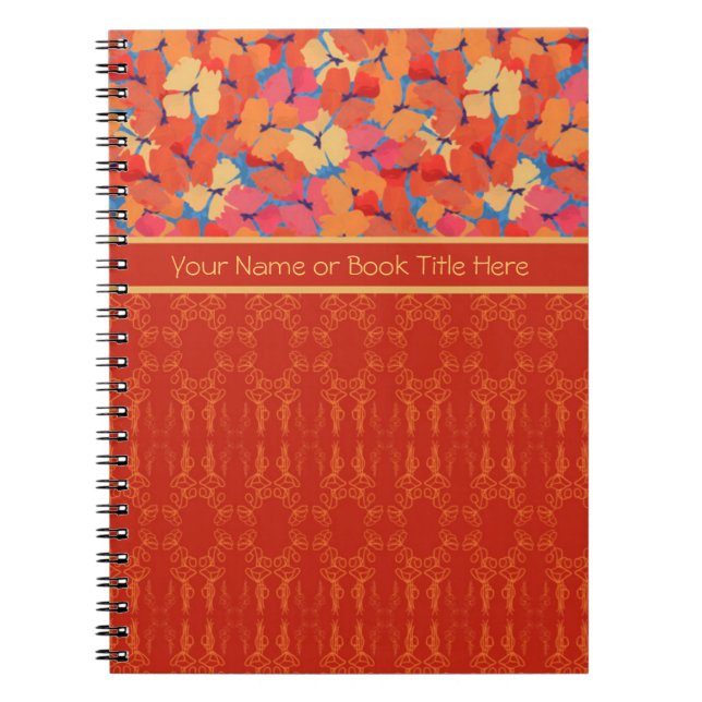 Chic Pink, Orange, Yellow Poppies Spiral Notebook (Front)