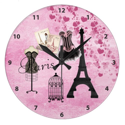 Chic Pink Paris Clock