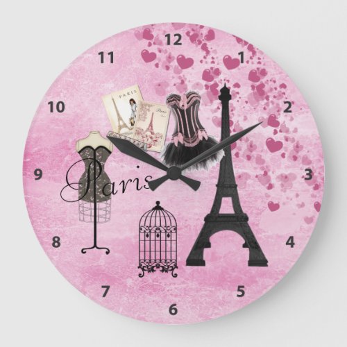 Chic Pink Paris Clock