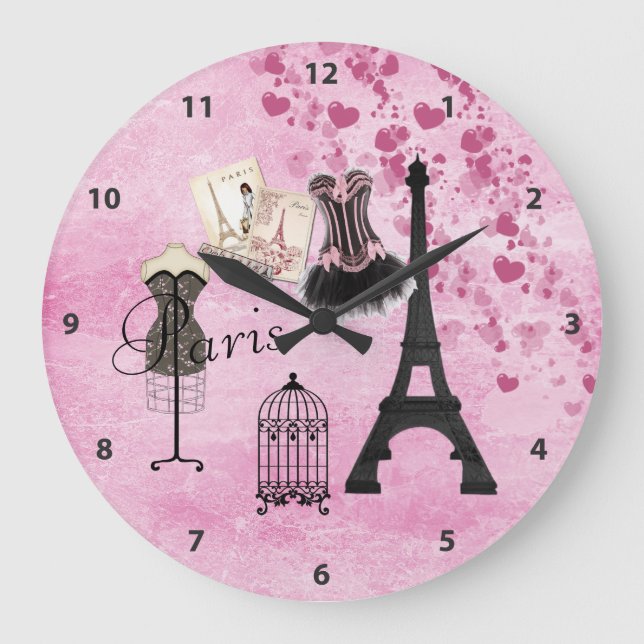 Chic Pink Paris Clock (Front)