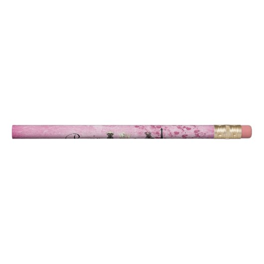Chic Pink Paris Eiffel Tower Fashion Pencil (Rotated 270)
