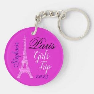 Chic Pink Paris Eiffel Tower Girls Trip Keychain