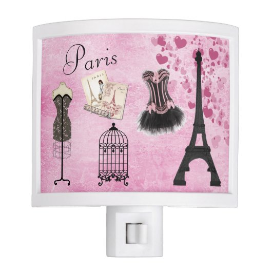 Chic Pink Paris Fashion Night Light (Front)