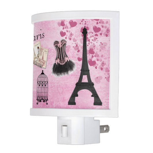 Chic Pink Paris Fashion Night Light (Left)