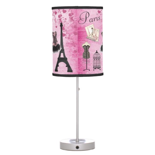 Chic Pink Paris Fashion Table Lamp (Back)