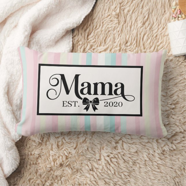 Chic Pink Pastel Custom Mama Keepsake Lumbar Pillow (Blanket)