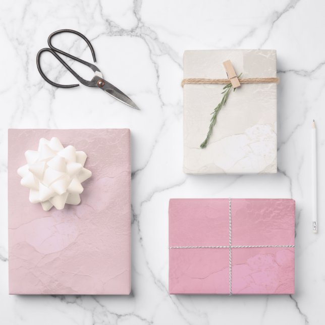 Chic Pink Pearl Bridal Shower Wrapping Paper Sheets (Front)