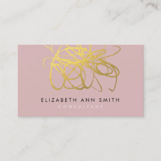 Chic Pink Peonies & Gold Effect Business Card