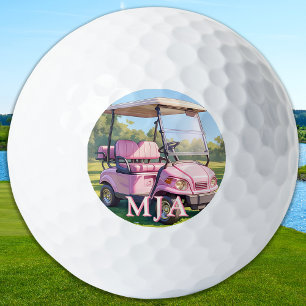 Chic Pink Personalized Golf Cart Custom Monogram  Balls