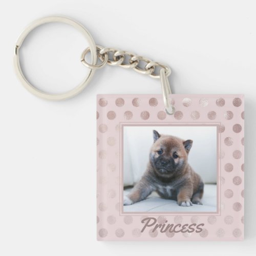 Chic Pink Pet Photo _ Whos a Good Dog Keychain