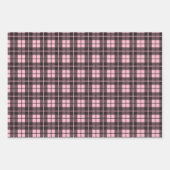 Chic Pink Plaid Buffalo Check Mixed Pattern Wrapping Paper Sheets (Front 3)