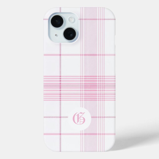 Chic Pink Plaid Customizable Phone Case (Back)