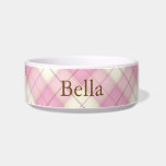 Chic Pink Plaid Tartan Personalized Cat or Dog Bow Bowl<br><div class="desc">This chic pink plaid dish is the perfect way show off the place your pet has in your home and heart.   Great for single pet or multiple pet homes,  this item is a great gift for pet owners and comes in pink or blue options.</div>
