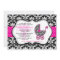 Chic Pink Polka Dot Damask Baby Shower Invite