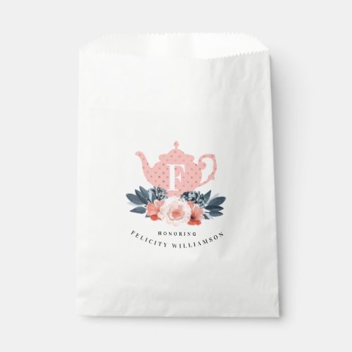 Chic Pink Polka Dot Vintage Tea Party Baby Shower Favor Bag