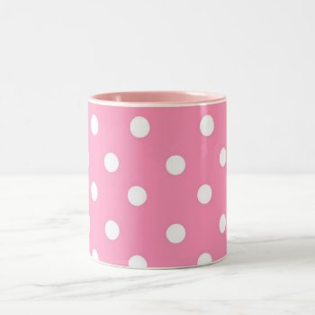 Chic Pink Polka Dots Two-tone Coffee Mug by ArtsofLove at Zazzle