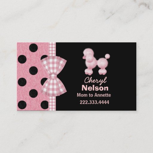 Customizable Chic Pink Poodle Mommy Card Business Cards