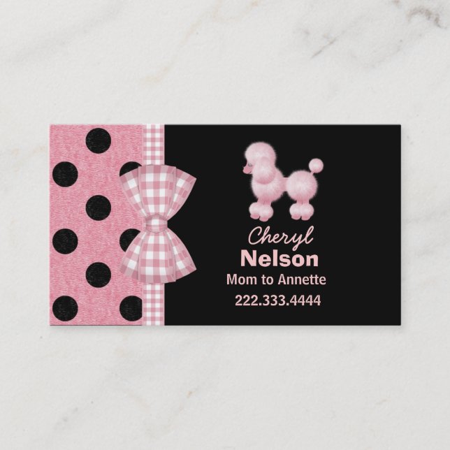 Chic Pink Poodle Mommy Card (Front)