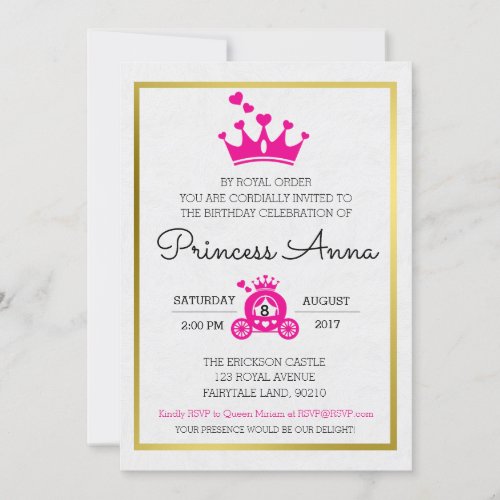 Chic Pink Princess Birthday invitation