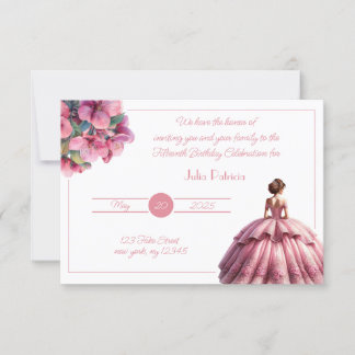 Chic Pink Princess Quinceañera Invitation