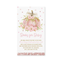 Chic Pink Pumpkin Baby Shower Girl Bring a Book Enclosure Card