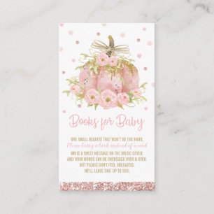 Chic Pink Pumpkin Baby Shower Girl Bring a Book Enclosure Card
