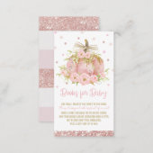 Chic Pink Pumpkin Baby Shower Girl Bring a Book Enclosure Card (Front/Back)