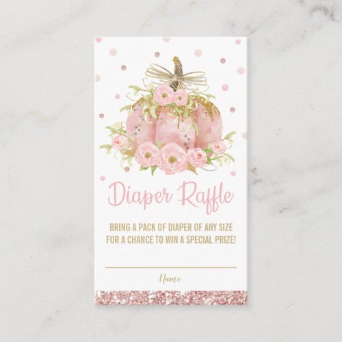 Chic Pink Pumpkin Baby Shower Girl Diaper Raffle Enclosure Card
