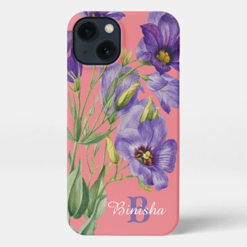 Chic Pink  Purple Bloom Elegant Botanical iPhone 13 Case