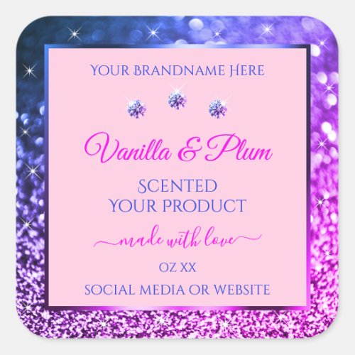 Chic Pink Purple Blue Ombre Glitter Product Labels